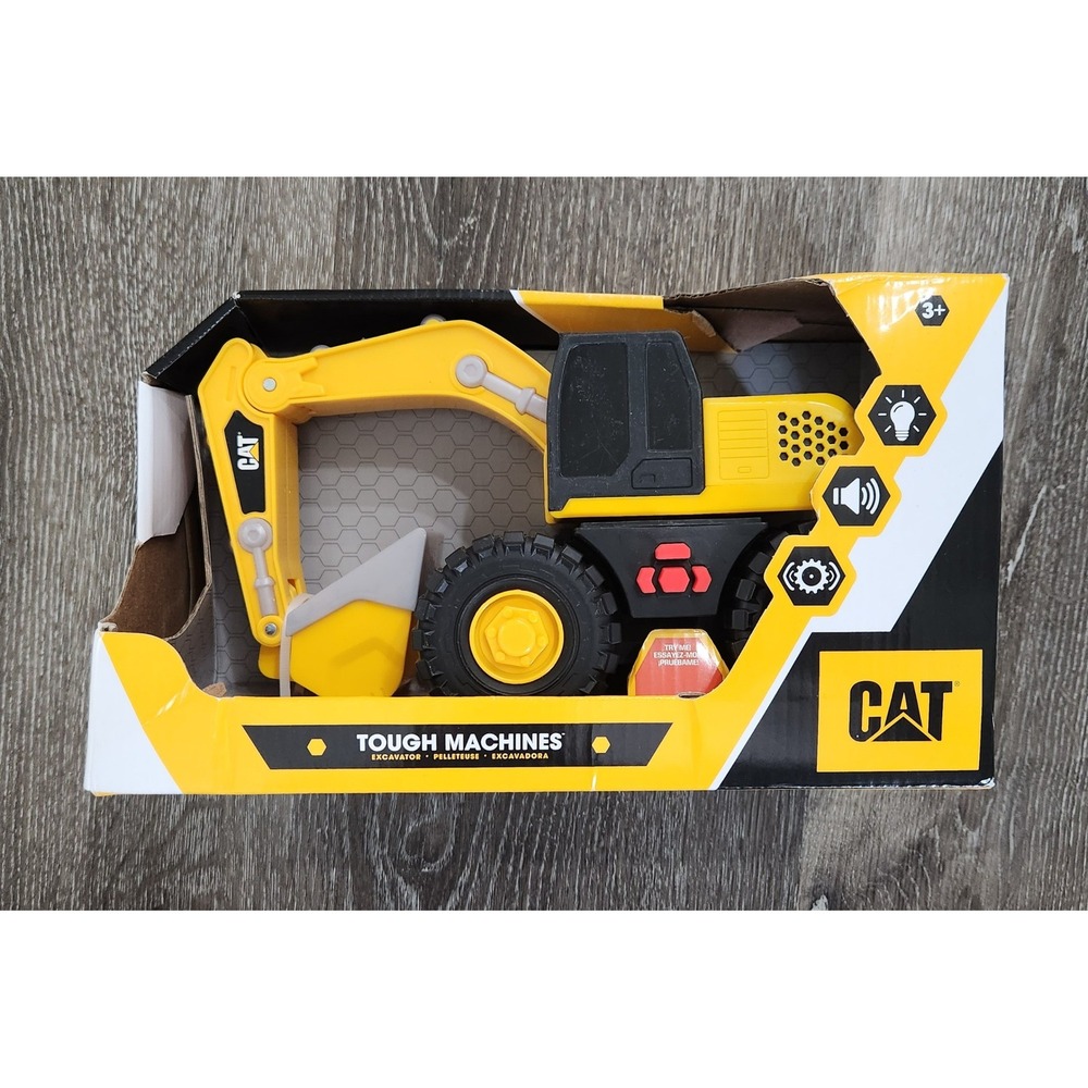 CAT Tough Machines Excavator Toy Funrise Yellow Black Lights and Sound 82399